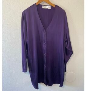 VTG Victoria’s Secret Gold Label 100% Silk Deep Purple Y2K Sleep Shirt Med/Large
